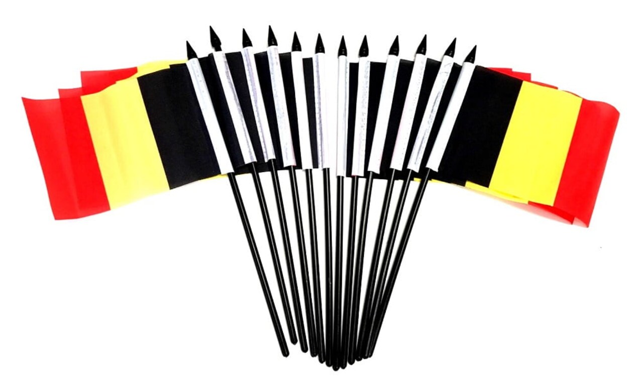 Pack of 12 Belgium Mini Flags – 4"x6" Polyester Desk & Hand Waving Set